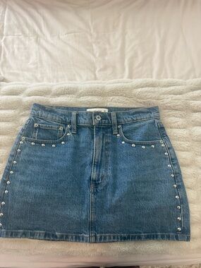 Abercrombie Studded Blue Denim Mini Skirt